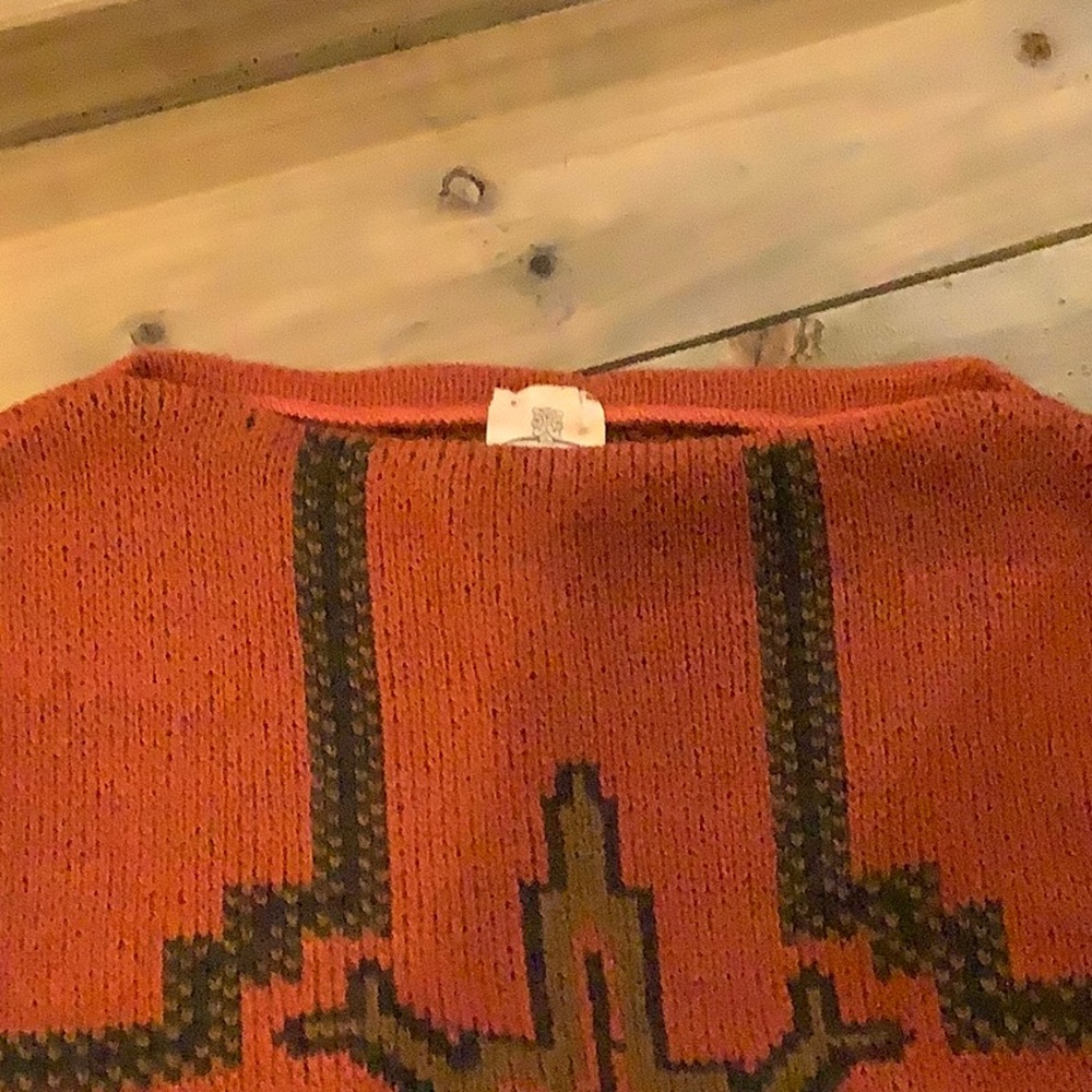 VINTAGE JANUS OF NORWAY 100% Pure Wool Norse Orange Nordic Shawl Cape Poncho - Picture 6 of 7